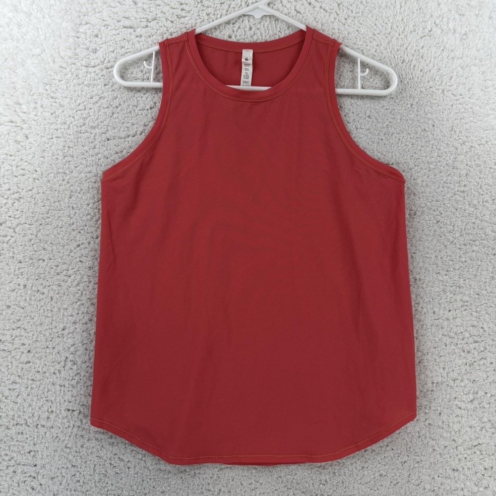 Lululemon Womens 8 Red High Neck Mesh Reflective Running Training Tank LW1CZ1S